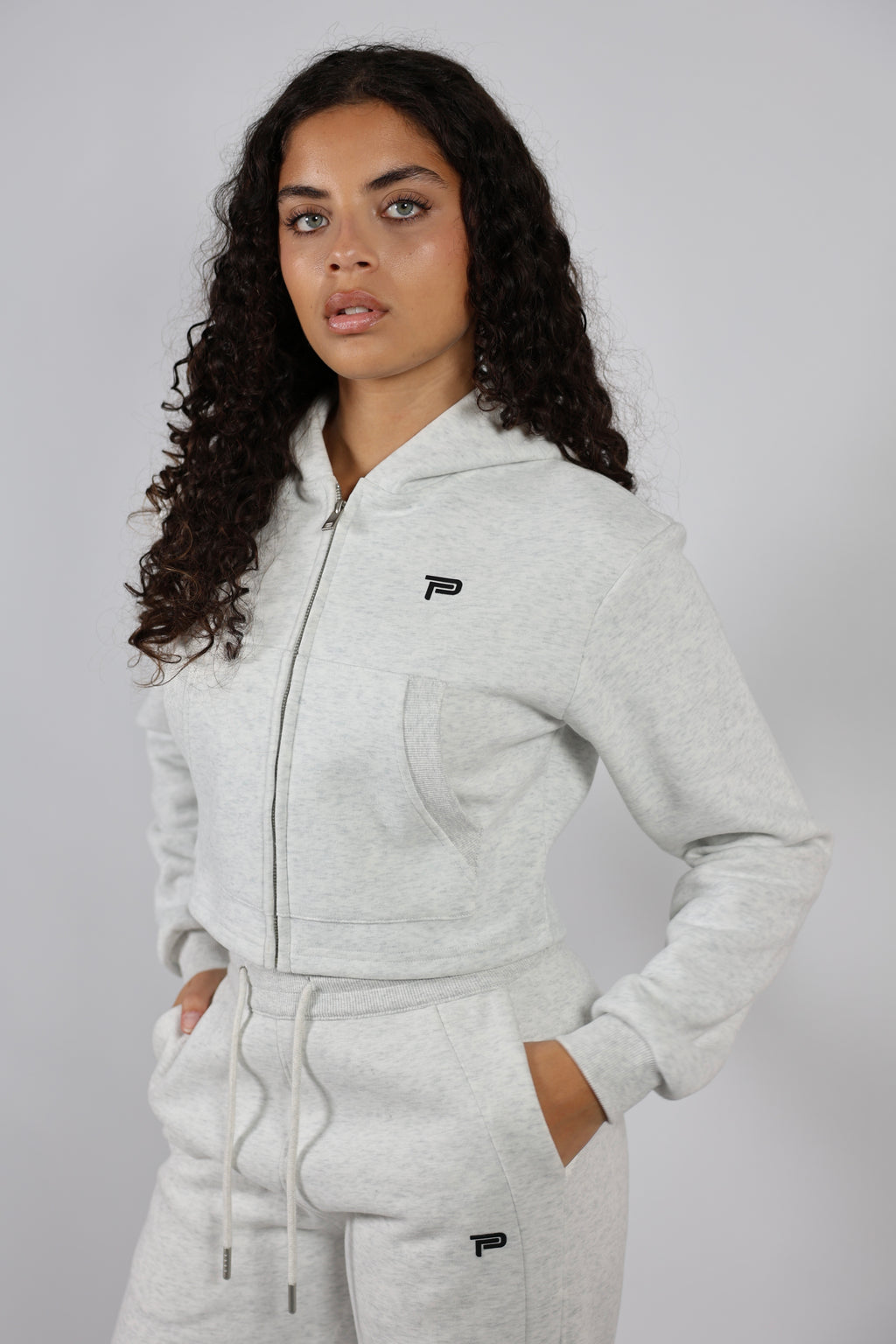 Essence Zip Through Hoodie Light Grey