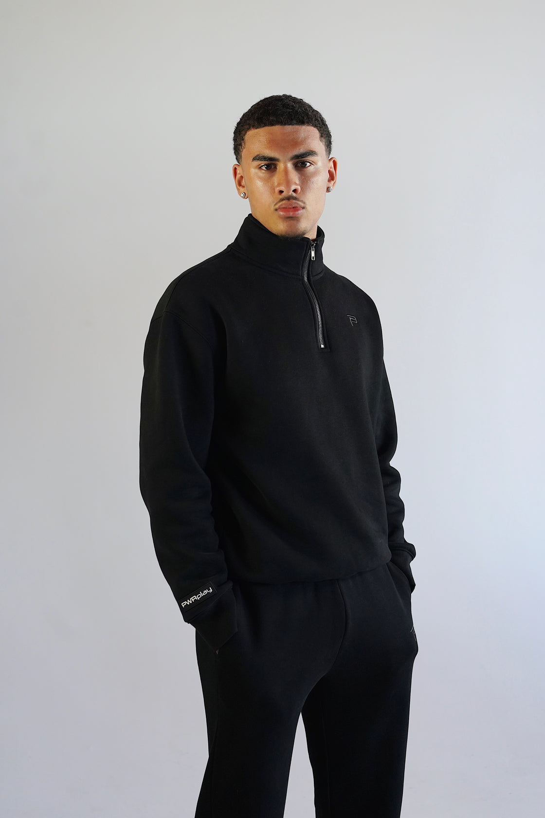 MEN - Black Quarter Zip Jumper EXHALE RANGE